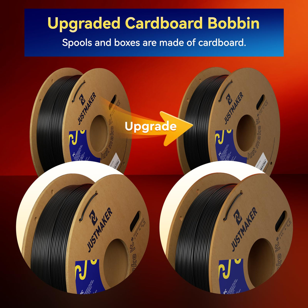 PC 3D Printer Filament, High Temperature Resistant, Low Warpage, Upgrade Cardboard Spool, 1kg, Dimensional Accuracy +/-0.03mm, 1.75mm, White JUSTMAKER