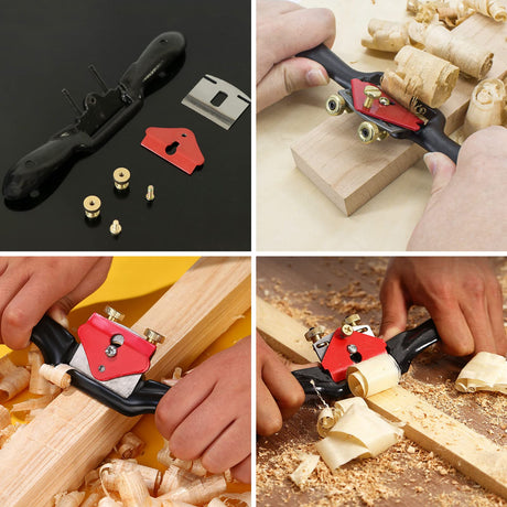 JJYHEHOT 9'' Adjustable SpokeShave with 4 Blades, Home Woodworking Hand Planes, Portable Smoothing Planes Tool for Wood Craft, Wood Craver, Wood Working JJYHEHOT
