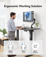 HUANUO 48 x 24 inch Electric Standing Desk, Height Adjustable Table with Headphone Hooks & Cable Manager, Sit to Stand up Desk for Home Office, Black HUANUO