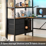 DICTAC Twin Metal Loft Bed with L-Shaped Desk, LED Lights, Charging Station, and Storage Solutions in Black DICTAC