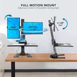 Mount-It! Double Monitor Electric Standing Desk Converter - 2 Screens Stand Up Desk Riser - Height Adjustable Desktop & 2 Mounts for Screens up to 32", Sit-Stand Convertor for Home, Office, School Mount-It!