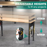 OLBRUS 60" Heavy-Duty Adjustable Workbench for Workshop Office Garage Home, Hardwood Workstation, Heavy Duty 2000 LBS Load for Adjustable Foot Pads OLBRUS