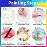 xcemhil Flower Paint by Numbers for Adults with Frame, Paint by Numbers Kit for Adults Beach, Framed Paint by Numbers Kit on Canvas for Gift Home Wall Decor 10x10 Inch xcemhil