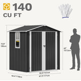 DWVO 6x4ft Outdoor Storage Shed with Window, Metal Lockable Metal Garden Shed with Sloped Roof for Tools, Bikes, Ideal for Backyard, Patio, Garage, Lawn (Gray + White) DWVO