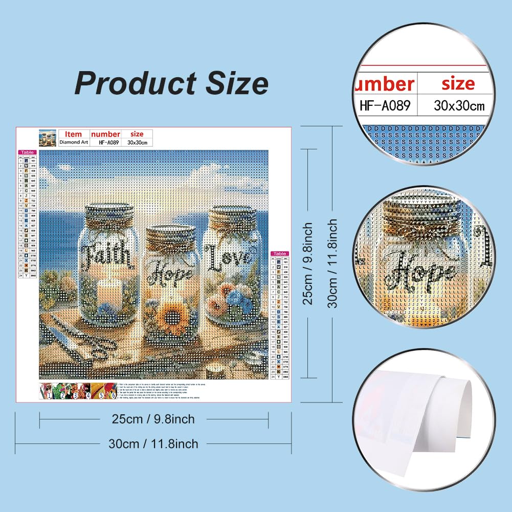 hill froeistung Faith,Hope,Love Diamond Art Kits for Adults,Inspirational 5D Diamond Art Painting Kits for Beginners,DIY Paint with Round Full Drill Diamond Dots Craft Home Wall Decor Gift 12x12 inch hill froeistung