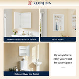 Keonjinn Small Medicine Cabinet 14 x 18 Inch, Assembly Needed, Bathroom Medicine Cabinets Mirror, Lightweight, Adjustable Shelves, Wall Mount or Recessed, Tempered Glass Keonjinn
