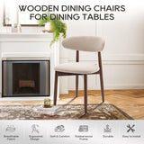 COLAMY Wooden Dining Chairs Set of 4, Modern Fabric Upholstered Kitchen Side Chairs, Farmhouse Dining Room Chair with Foot Pegs, Beige COLAMY