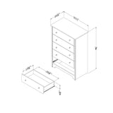 South Shore Vito Collection 5-Drawer Dresser, Black with Matte Nickel Handles, Pure Black South Shore