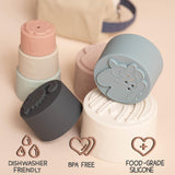 Moonkie Stacking Cups Toy, Fun Educational Baby Toys Silicone Soft Teething Toy, Age 6+ Months, 7 Piece Set Moonkie