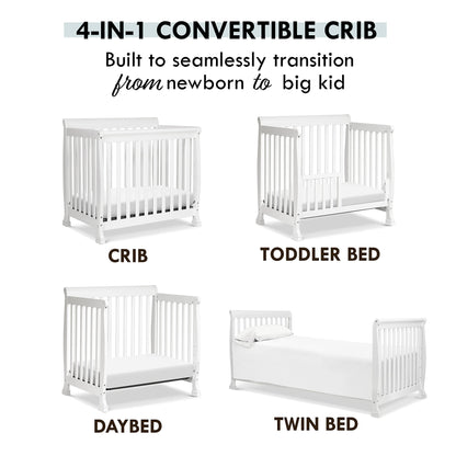 DaVinci Kalani 4-in-1 Convertible Mini Crib in White | Greenguard Gold Certified