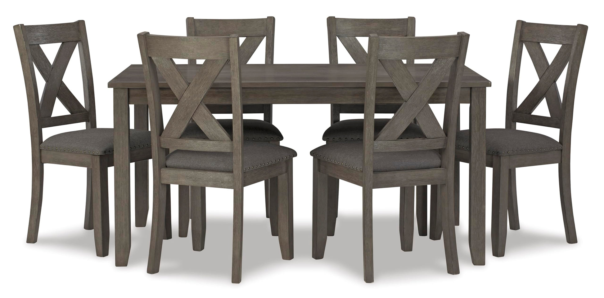 Signature Design by Ashley Caitbrook Rustic 7 Piece Dining Set, Include Table and 6 Chairs, Gray - WoodArtSupply