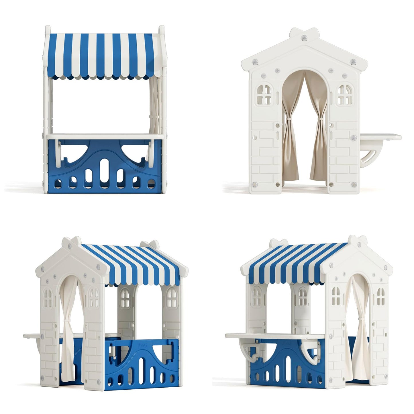 XJD Kids Playhouse, Indoor and Outdoor Playset, with Windows, Realistic Home and Garden Play House for Ages 2 Years Old and Up (Blue Playhouse) - WoodArtSupply