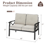 RoyalCraft Patio Loveseat, All-Weather Outdoor 2 Seats Sofa Couch, Black Metal Furniture with Gray Cushions RoyalCraft