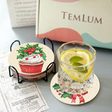 eniref 8 Pcs Christmas Diamond Art Coasters Kits with Holder, Chirstmas Bell Candy Candle Diamond Pinting Coasters Acrylic Cup Coaster with Cork Pads for Tabletop Protection 10×10 CM eniref