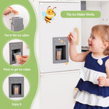HONEY JOY Corner Kids Kitchen Playset, Ultimate Wooden Play Kitchen for Toddlers, Washing Machine, Ice Maker, Sink, Microwave, Little Chef Pretend Play Toy Kitchen Set, Gift for Boys Girls, White HONEY JOY