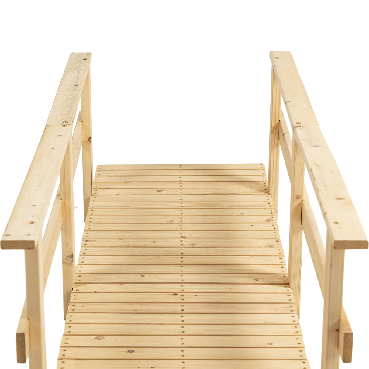 Outsunny 7' Wooden Garden Bridge with Safety Rails, Outdoor Footbridge for Ponds, Creeks, Backyard, Natural Outsunny