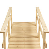 Outsunny 7' Wooden Garden Bridge with Safety Rails, Outdoor Footbridge for Ponds, Creeks, Backyard, Natural Outsunny