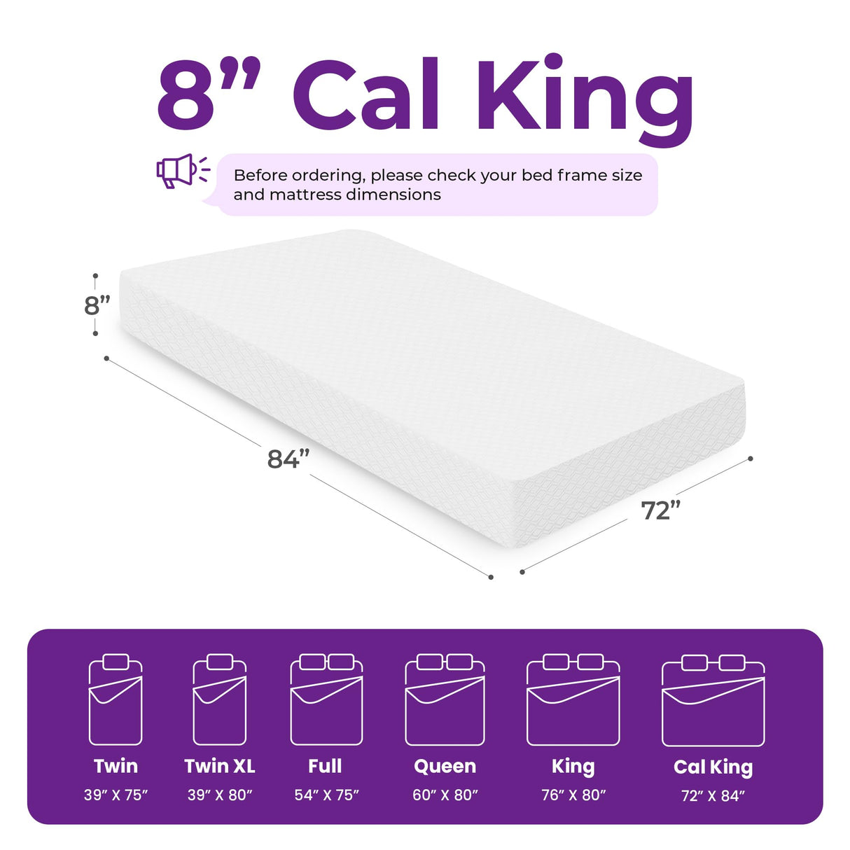 GAESTE 8 Inch Cal King Cooling Gel Memory Foam Mattress for Cool Sleep Medium Firm CertiPUR-US Certified Mattress in a Box Pressure Relief Removable Cover No Fiberglass (California King, 8 in) GAESTE