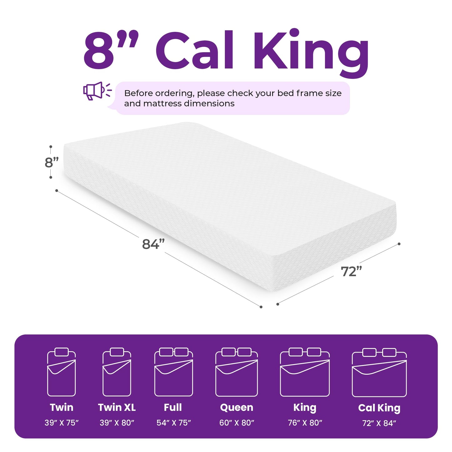 GAESTE 8 Inch Cal King Cooling Gel Memory Foam Mattress for Cool Sleep Medium Firm CertiPUR-US Certified Mattress in a Box Pressure Relief Removable Cover No Fiberglass (California King, 8 in)