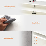 WAMPAT White Floating TV Stand Wall Mounted Shelf Entertainment Center Floating TV Cabinet Media Console Wood Storage Hutch Under TV for Living Room,Grey White,39 Inch WAMPAT