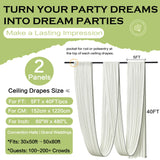 PartyVillage 10ftx40ft Ivory Ceiling Curtain for Wedding Parties – 2 Panels Wrinkle-Free 40 FT Long Tent Draping Curtains for Wedding, Birthday & Theme Parties, 40ft Height with Rod Pocket Party Village