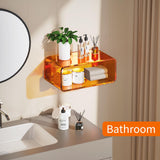 Dewrhiixe Acrylic Floating Nightstand, Bedside Table, Nightstand Shelf Wall Mounted Bedside Shelf (Orange, Small) Dewrhiixe