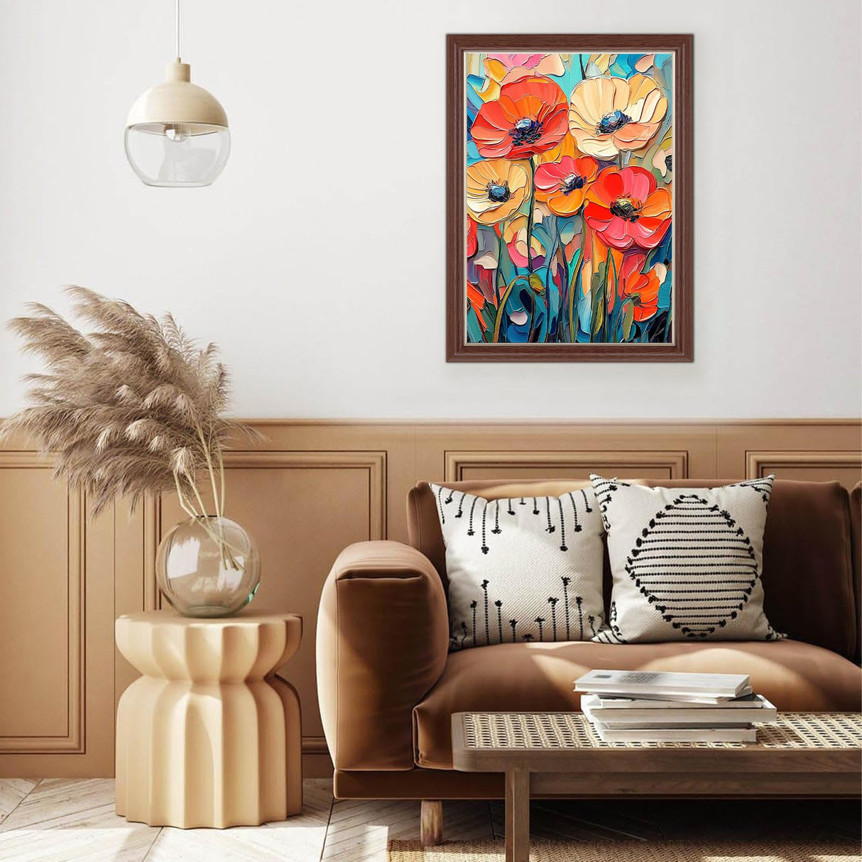 Lxmsja Abstract Poppies Diamond Art Kits for Adults, Flower Scenery DIY Full Drill Diamond Painting Kits for Beginners, 5D Gem Art Crafts for Adults, Home Wall Decor 12x16 inch Lxmsja