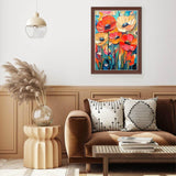 Lxmsja Abstract Poppies Diamond Art Kits for Adults, Flower Scenery DIY Full Drill Diamond Painting Kits for Beginners, 5D Gem Art Crafts for Adults, Home Wall Decor 12x16 inch Lxmsja