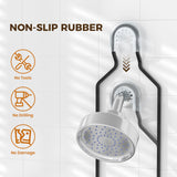 REINHARDT Shower Caddy Hanging for Handheld Showerheads Adjustable Split Shower Caddy, Rustproof Shower Organizer with Hooks for Razors Over the Head Caddy with Soap Holder Bathroom Accessories, Black REINHARDT