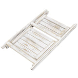 MyGift 2 Tier Rustic Whitewashed Solid Wood Freestanding Foldable Indoor Plant Stand, Decorative Wooden Display Shelf MyGift