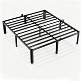 hiyuehome 14 inch King Size Bed Frame Metal Platform No Box Spring Needed with Headboard Hole Round Corner Legs Mattress Stoppers Retainers 3500LBS Queen Bed Frames Heavy Duty Steel Slats Noise-Free hiyuehome