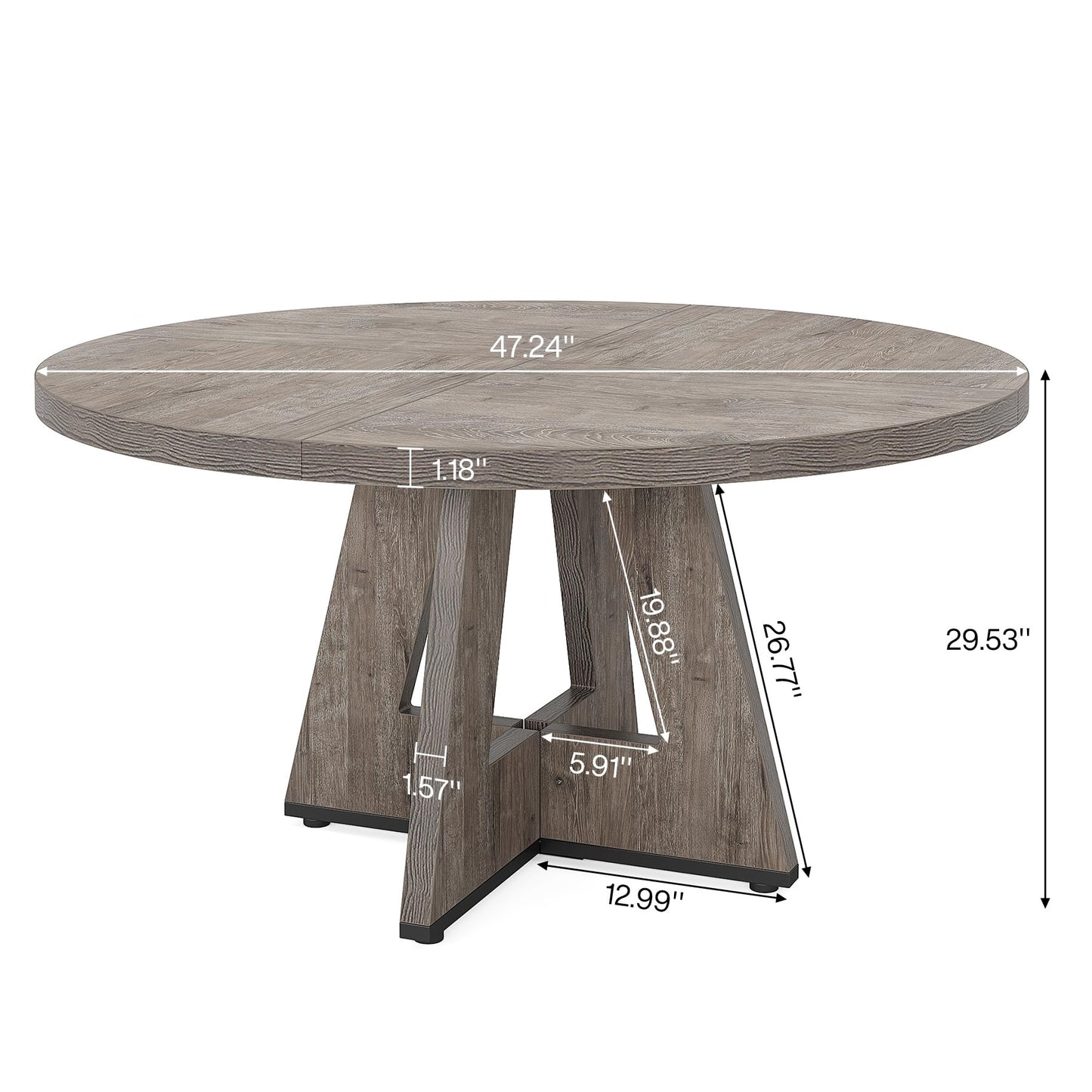 Tribesigns Round Dining Table for 4, 47 Inch Grey Kitchen Table Small Dinner Table Farmhouse Wood Kitchen Dinning Table for Dining Room Kitchen,Living Room (Chairs not Included) - WoodArtSupply