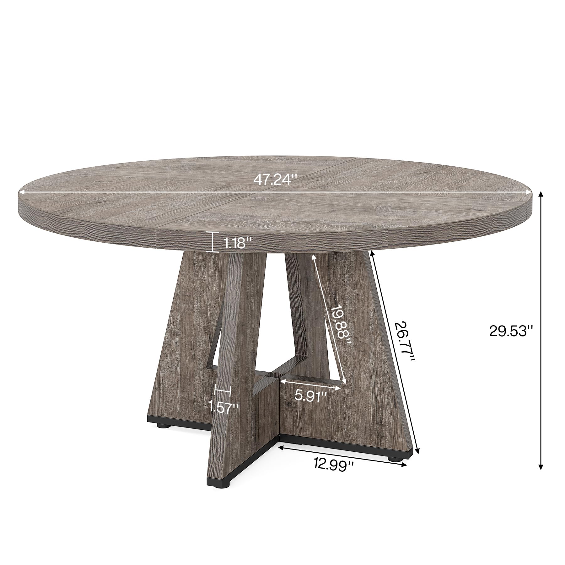 Tribesigns Round Dining Table for 4, 47 Inch Grey Kitchen Table Small Dinner Table Farmhouse Wood Kitchen Dinning Table for Dining Room Kitchen,Living Room (Chairs not Included) - WoodArtSupply