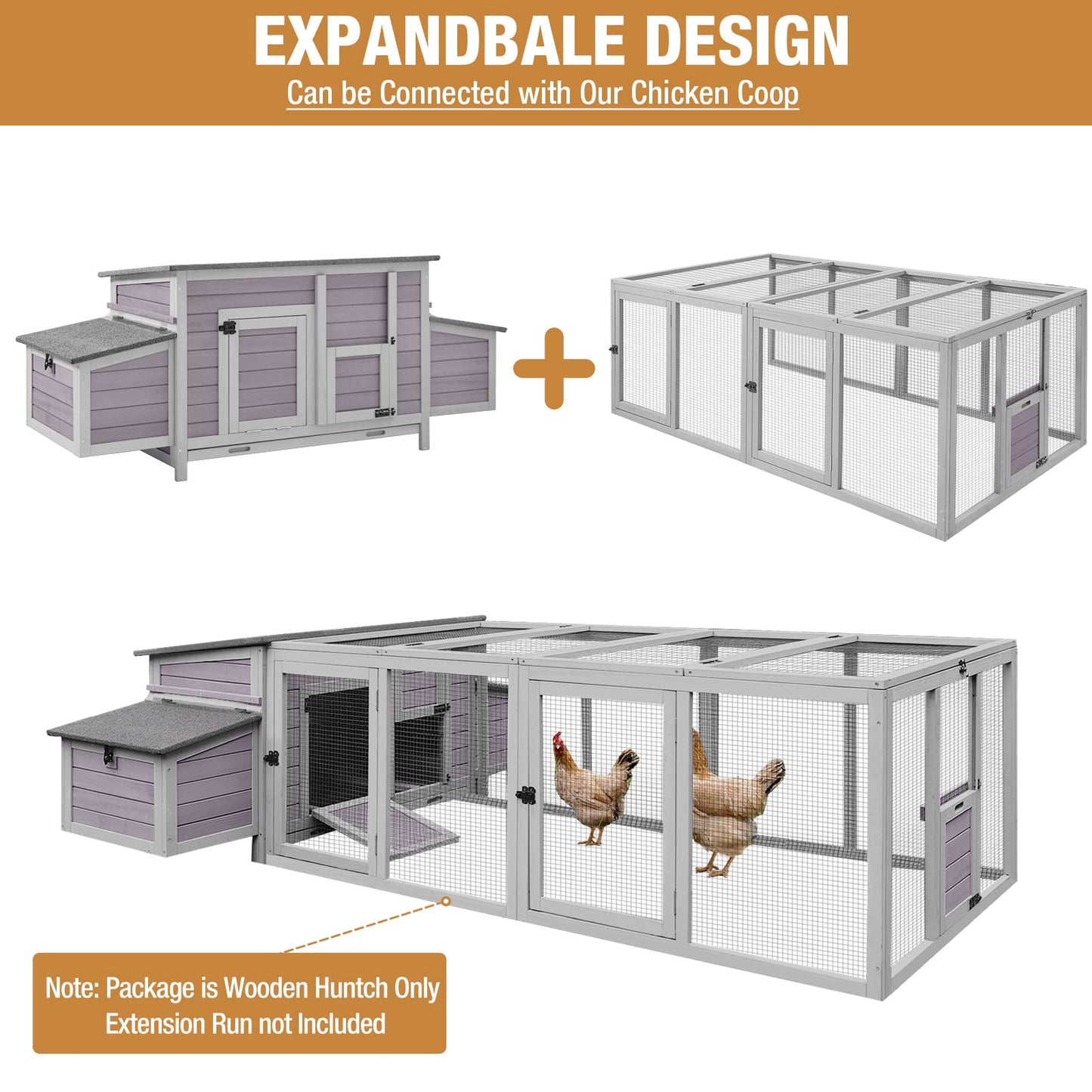 Chicken Coop Outdoor Wooden Hen House with Nesting Box Poultry Cage with 2 Perches,2 Large Front Doors