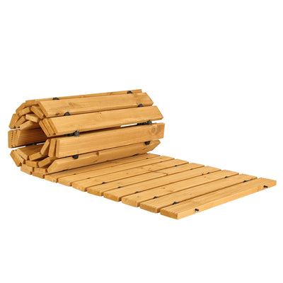 7Penn Garden Pathway Wood 8ft Roll Out - Weather Resistant Outdoor Flooring Wood Walkway Path for Garden, Backyard, Patio, RV, or Lawn - Wooden Slat Portable Roll Out Decking for Muddy Yards