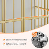 HOOBRO 38.6" Dog Crate Furniture, Wooden Indoor Dog Kennel, Decorative Dog Crate End Table, Chew-Resistant Heavy Duty Dog Crate for Small/Medium Dog, White and Gold DW100GW03 HOOBRO