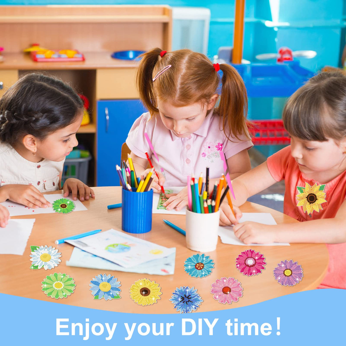 FairySandy 20 Pcs Spring Flowers Diamond Painting Keychains Daisy Diamond Art Keychains Kits for Adults Sunflower Hanging Ornaments Rhinestones Bookmarks 5D Key Rings for DIY Crafts Home Party Decor FairySandy