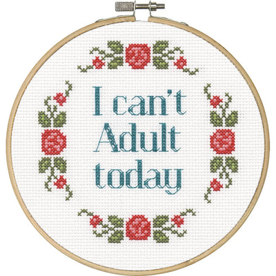 Dimensions I Can't Adult Today Counted Cross Stitch Kit for Beginners, 6''