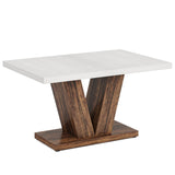 Tribesigns 47-Inch Dining Table for 4, White Kitchen Dinner Table with Heavy Duty Pedestal, Farmhouse Wooden Eating Table for Home, Dining Room, Small Space Tribesigns