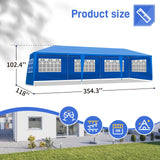 10x30ft Outdoor Wedding Party Canopy Tent,Heavy Duty Pop Up Canopy Tent,Waterproof Patio Gazebo Tent,Outside Gazebo Event Shelter Tent,with 8 Removable Sidewalls,for Garden/Patio/Backyard (Blue) Hikarinowa
