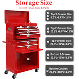 WTRAVEL High Capacity Rolling Tool Chest with 8-Drawer Tool Box on Wheels Multifunctional Tool Cart Mechanic Tool Storage Cabinet for Garage, Warehouse, Workshop, Repair Shop (Red) WTRAVEL