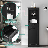 YITAHOME Tilt Out Laundry Hamper Cabinet, 53" Tall Hidden Laundry Hamper with Drawer, Bathroom Storage Cabinet Shelf with a Clothes Basket, Black YITAHOME