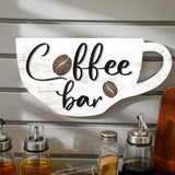 Kigley Coffee Bar Sign 13 x 6.7 Inch Rustic Wood Coffee Sign Farmhouse Coffee Bar Wall Decor Coffee Wall Sign Boho Kitchen Decor Art Accessories for Home, Kitchen, Coffee Station (White) Kigley