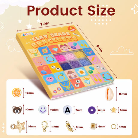 FZIIVQU 6100Pcs Clay Beaded Bracelet Making Kit for Girls 24 Colors Friendship Bracelet Beads Kit with Letter Beads Polymer Heishi Bead for Jewelry Making FZIIVQU