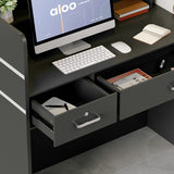 AIEGLE Reception Desk with Drawers & Storage Shelves, Table with Private Panels, for Salon Reception Room Checkout Office, Black (47.3" L x 18.3" W x 43.3" H) AIEGLE