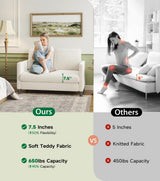 Welzona Loveseat Sofa, 51" Small Sofa Couch for Bedroom, Comfy Teddy Love Seat, Tool-Free Setup Sofas for Living Room, All-Wood Small Couches for Small Spaces, Small Couch No Pillow Include, Brown Welzona