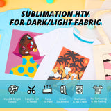 HTVRONT Sublimation HTV Kit - Sublimation HTV for Dark/Light Fabric, Heat Press Starter Kit for Sublimation Shirt/Bag/Hat, Include Sublimation Paper & Heat Resistant Tape & Teflon Sheet for Heat Press HTVRONT