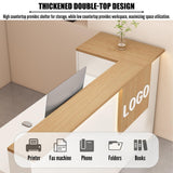Reception Desk with Counter Modern, 35.4-118.1'', Solid Wood Ecological Board, Large Storage Space,Lockable Storage Drawers, for Salons, Offices, Lobbies, Retail Stores and Home Offices EQWZUPD