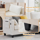 MAGIC UNION Convertible Sectional Couches for Living Room - Small Space Couches L-Shaped Sofa, Upholstered 3 Seats Sofas W/Storage Chaise, USB Ports, Side Pockets and Pillows (Chenille Fabric, White) MAGIC UNION