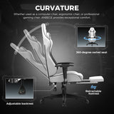 ANBEGE Gaming Chair, Ergonomic Computer Chair with Footrest and Lumbar Support,Office Chair Adjustable PU Leather Racing Executive Swivel Rolling Chair (White) ANBEGE